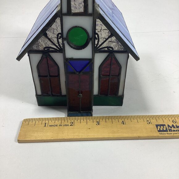 Stained Glass Church Multi Colored 5" x 7-1/2" x 4-1/2" - Picture 8 of 9